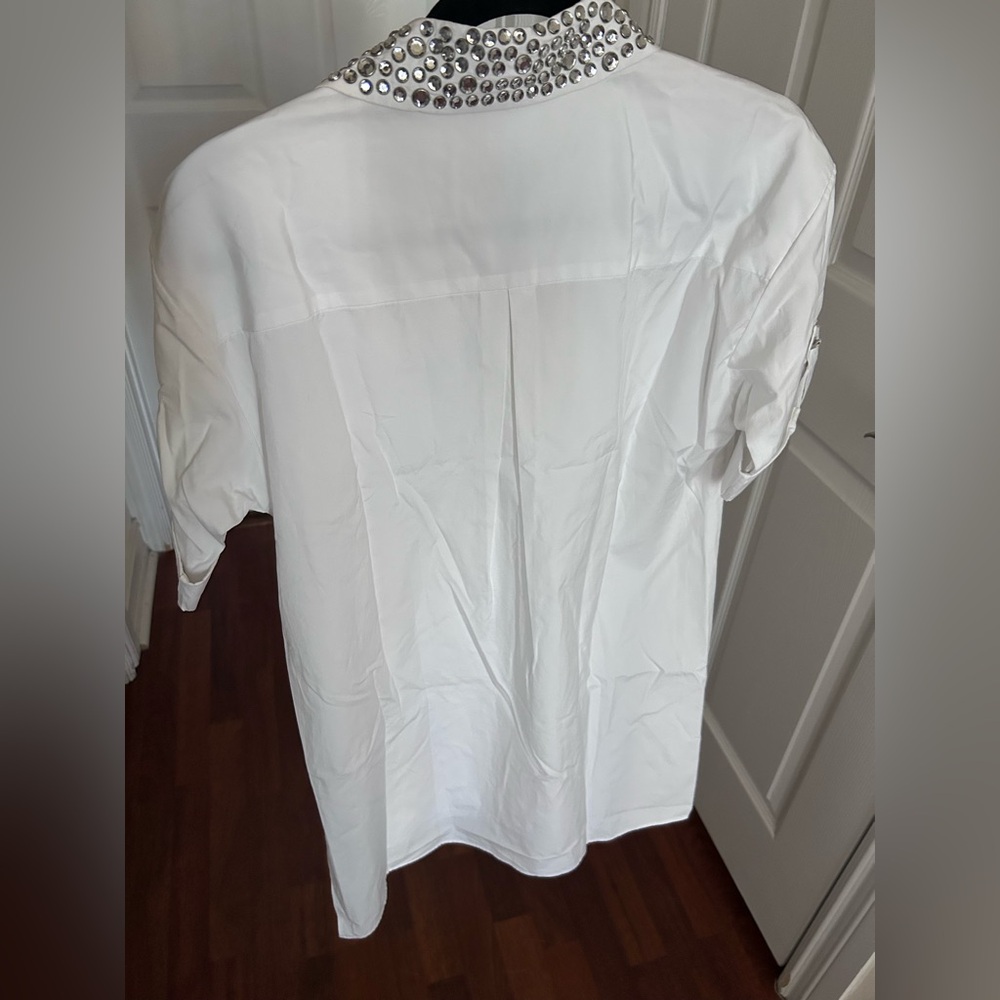 NWT Alice + Olivia Camron Stud Embellishments Collared Shirt Dress Tunic S - Picture 7 of 17
